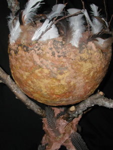 Close-up Featherd Bowl and Stand